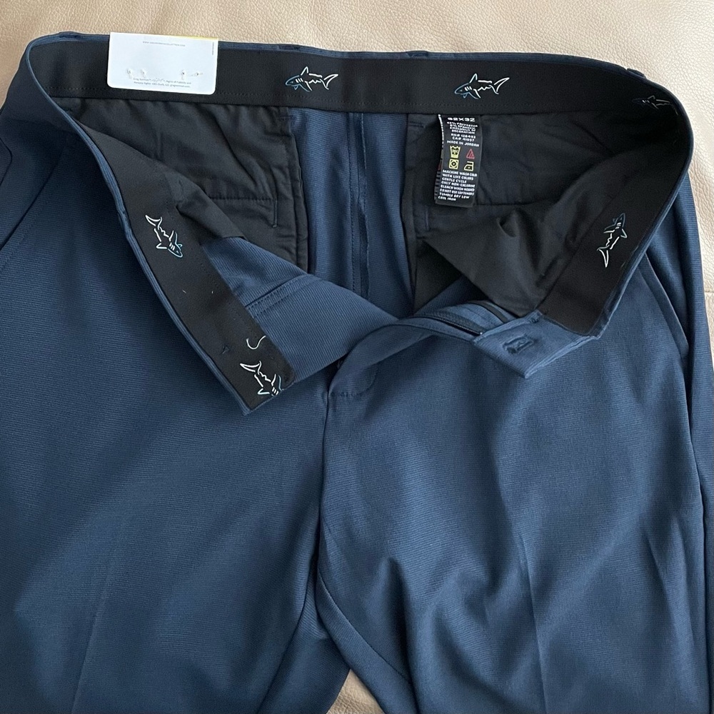 NWT Greg Norman Men's Flat Front Stretch High Tech Navy Golf Pants 32x32 - Picture 8 of 12